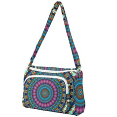 Mandela Kaleidoscope Squares Geometric Shapes Front Pocket Crossbody Bag