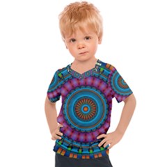 Mandela Kaleidoscope Squares Geometric Shapes Kids  Sports Tee