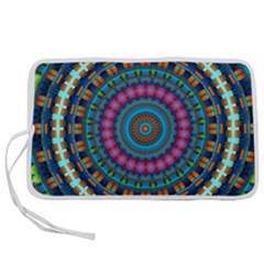 Mandela Kaleidoscope Squares Geometric Shapes Pen Storage Case (L)