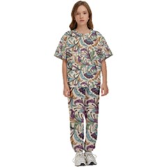 Wallpaper Floral Pattern Floral Wallpaper Background Kids  Tee And Pants Sports Set