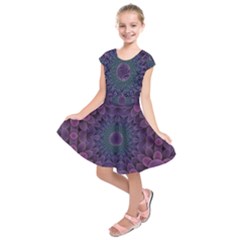 Geometric Shapes Geometric Pattern Flower Pattern Kids  Short Sleeve Dress