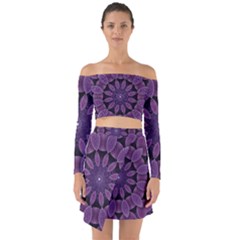 Shape Geometric Symmetrical Symmetry Wallpaper Off Shoulder Top With Skirt Set