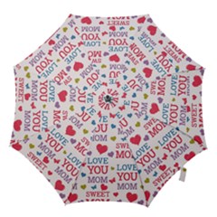 Love Mom Happy Mothers Day I Love Mom Graphic Hook Handle Umbrellas (small)