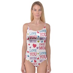 Love Mom Happy Mothers Day I Love Mom Graphic Camisole Leotard 