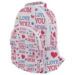 Love Mom Happy Mothers Day I Love Mom Graphic Rounded Multi Pocket Backpack by Ravend