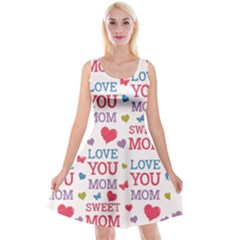 Love Mom Happy Mothers Day I Love Mom Graphic Reversible Velvet Sleeveless Dress