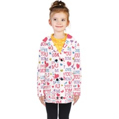 Love Mom Happy Mothers Day I Love Mom Graphic Kids  Double Breasted Button Coat