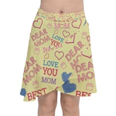 Love Mom Happy Mothers Day I Love Mom Graphic Pattern Chiffon Wrap Front Skirt by Ravend
