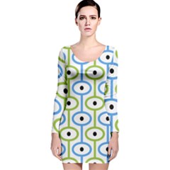 Geometric Pattern Eye Pattern Eyes Eye Print Long Sleeve Velvet Bodycon Dress