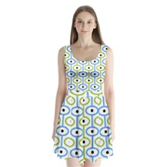 Geometric Pattern Eye Pattern Eyes Eye Print Split Back Mini Dress 