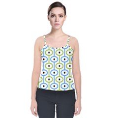 Geometric Pattern Eye Pattern Eyes Eye Print Velvet Spaghetti Strap Top