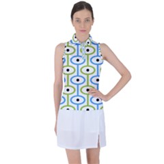 Geometric Pattern Eye Pattern Eyes Eye Print Women s Sleeveless Polo Tee