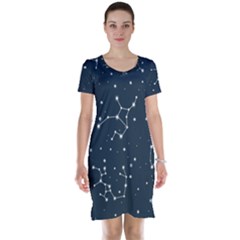 Constellation Stars Art Pattern Design Wallpaper Short Sleeve Nightdress by Ravend