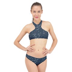 Constellation Stars Art Pattern Design Wallpaper High Neck Bikini Set