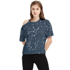 Constellation Stars Art Pattern Design Wallpaper One Shoulder Cut Out Tee