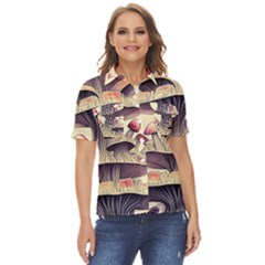 Magicians  Choice Mushroom Spellcharms Women s Short Sleeve Double Pocket Shirt