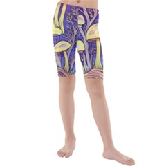 Glamour And Enchantment In Every Color Of The Mushroom Rainbow Kids  Mid Length Swim Shorts