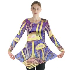 Glamour And Enchantment In Every Color Of The Mushroom Rainbow Long Sleeve Tunic 