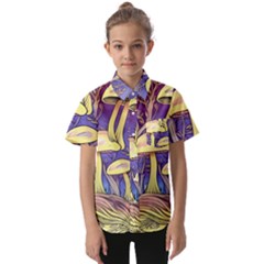 Glamour And Enchantment In Every Color Of The Mushroom Rainbow Kids  Short Sleeve Shirt by GardenOfOphir