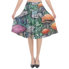 Mushroom Mojo For All Your Magic Spells Flared Midi Skirt by GardenOfOphir