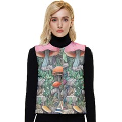 Mushroom Mojo For All Your Magic Spells Women s Short Button Up Puffer Vest by GardenOfOphir