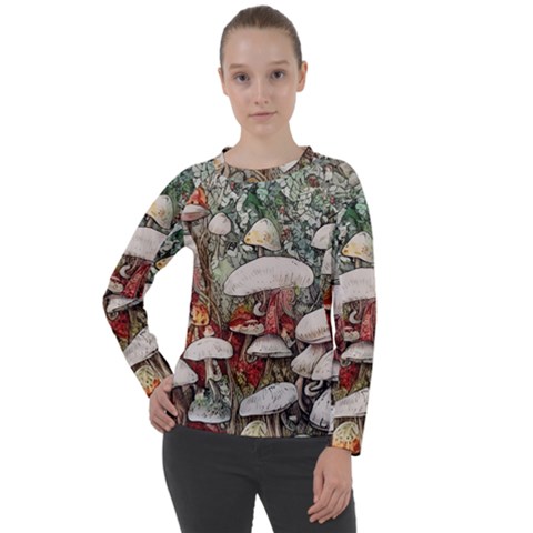 Magician s Toadstool Women s Long Sleeve Raglan Tee by GardenOfOphir