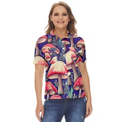 Enchanting Mushroom Enchantress Women s Short Sleeve Double Pocket Shirt