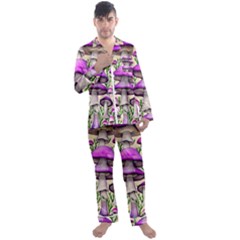 Black Magic Mushroom For Voodoo And Witchcraft Men s Long Sleeve Satin Pajamas Set by GardenOfOphir