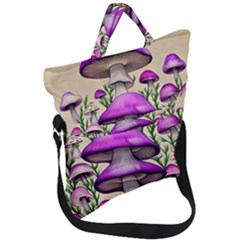 Black Magic Mushroom For Voodoo And Witchcraft Fold Over Handle Tote Bag by GardenOfOphir