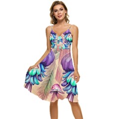 Psychedelic Mushroom For Sorcery And Theurgy Sleeveless Tie Front Chiffon Dress by GardenOfOphir