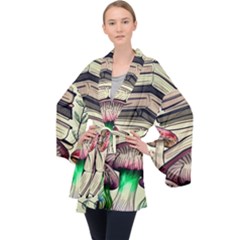 Necromancy Mushroom Long Sleeve Velvet Kimono  by GardenOfOphir