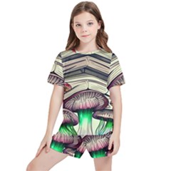 Necromancy Mushroom Kids  Tee And Sports Shorts Set