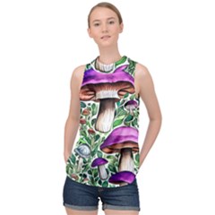 Magician s Conjuration Mushroom High Neck Satin Top