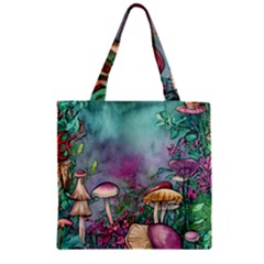 Enchanted Champignon Zipper Grocery Tote Bag by GardenOfOphir