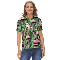 Charm Of The Toadstool Women s Short Sleeve Double Pocket Shirt