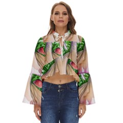 Conjuring Charm Of The Mushrooms Boho Long Bell Sleeve Top