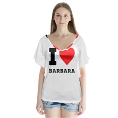 I Love Barbara V-neck Flutter Sleeve Top