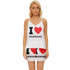 I Love Barbara V-neck Satin Pajamas Set