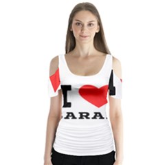 I Love Sarah Butterfly Sleeve Cutout Tee 