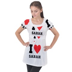 I Love Sarah Puff Sleeve Tunic Top