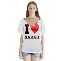 I Love Sarah V-neck Flutter Sleeve Top by ilovewhateva