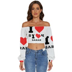 I Love Sarah Long Sleeve Crinkled Weave Crop Top