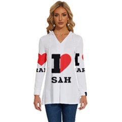 I Love Sarah Long Sleeve Drawstring Hooded Top by ilovewhateva