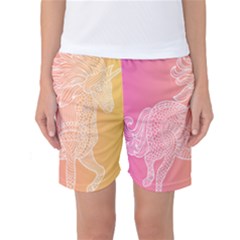 Unicorm Orange And Pink Women s Basketball Shorts by lifestyleshopee