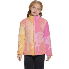 Unicorm Orange And Pink Kids  Puffer Bubble Jacket Coat by lifestyleshopee