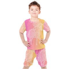 Unicorm Orange And Pink Kids  Tee And Shorts Set by lifestyleshopee