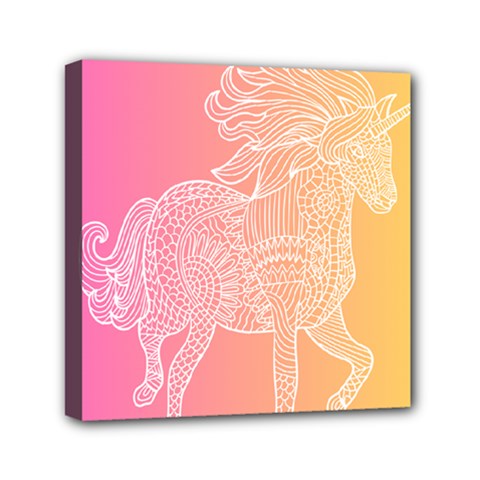 Unicorm Orange And Pink Mini Canvas 6  X 6  (stretched) by lifestyleshopee