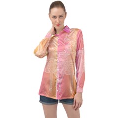 Unicorm Orange And Pink Long Sleeve Satin Shirt