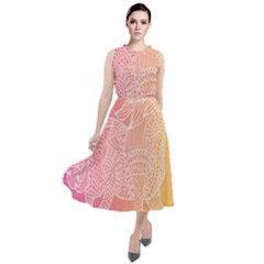 Unicorm Orange And Pink Round Neck Boho Dress by lifestyleshopee