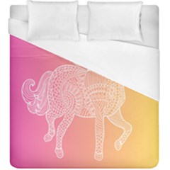 Unicorm Orange And Pink Duvet Cover (king Size)